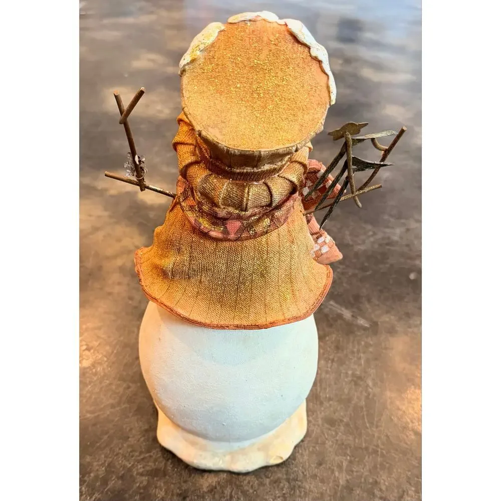 Vintage Kirkland’s Gold 15” Snowman Centerpiece Christmas Decoration